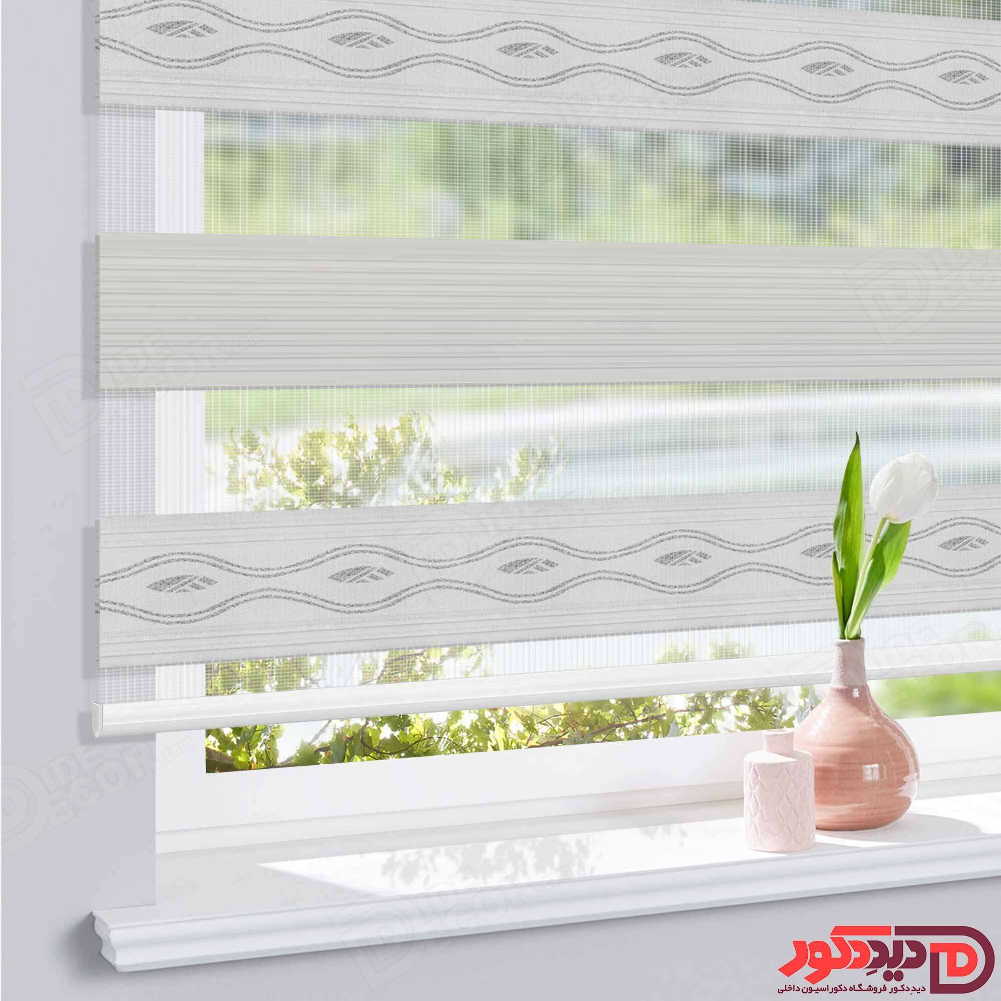 پرده زبرا پلیسه دار طوسی کد 983952-02 B