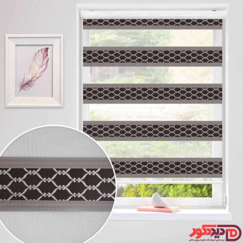 پرده زبرا طرح داماسک با نخ زرین طلایی و زمینه قهوه ای پلیسه ای کرم 02-983956 پرده زبرا طرح داماسک با نخ زرین طلایی و زمینه قهوه ای پلیسه ای کرم 02-983956