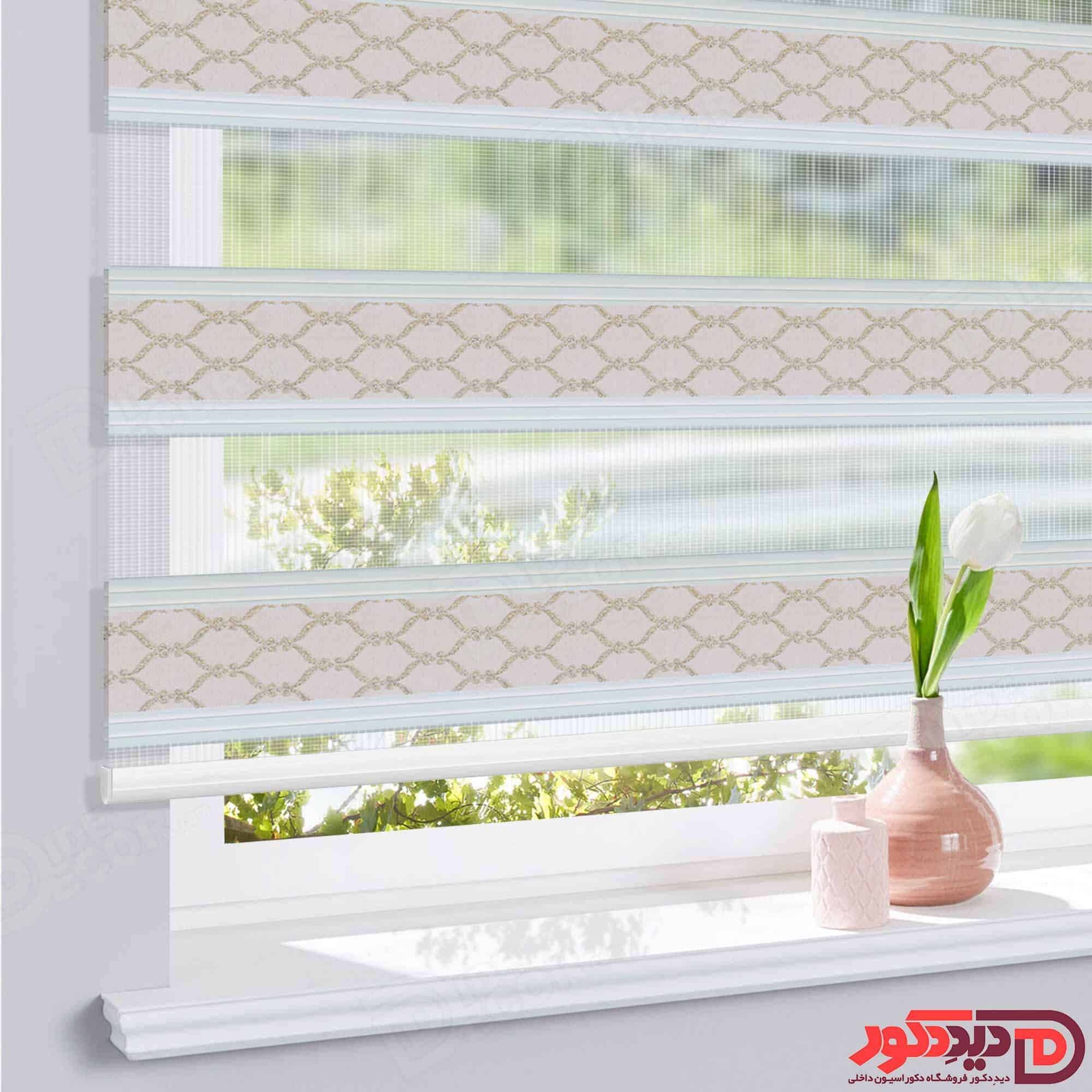 پرده زبرا اتاق داماسک با نخ زرین طلائی کرم 04-983956