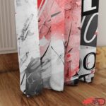 پرده اتاق ساده پانچ چهره زن و دختر رنگ سفید و سیاه کد M-04-3