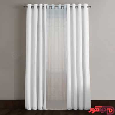 پرده پانچ سفید ساده با پارچه کتان ترک کد 65202