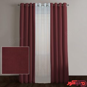 پرده پانچ کتان قرمز آلبالویی تیره کد MD-830