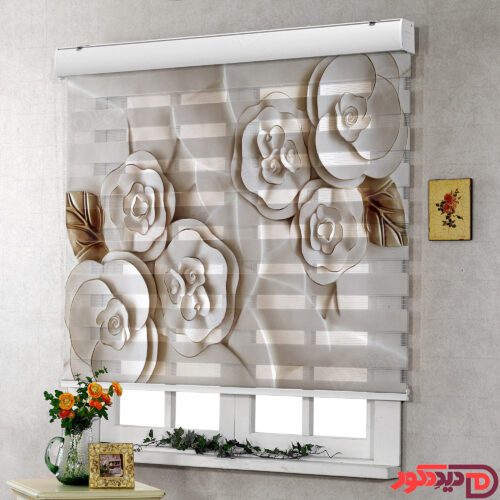 پرده زبرا چاپی تصویری کد 3DF-01 با طرح گل رز سه بعدی و رنگ سفید، چاپ فقط روی پرده، مناسب اتاق و آشپزخانه پرده زبرا چاپی تصویری کد 3DF-01 با طرح گل رز سه بعدی و رنگ سفید، چاپ فقط روی پرده، مناسب اتاق و آشپزخانه