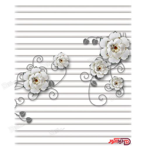 تصویر اصلی و کامل برای چاپ روی زبرا کد 3DF-019 تصویر چاپی گل های نیلوفر سفید