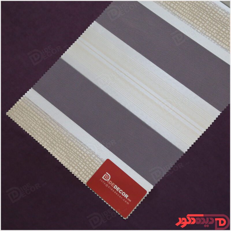 پرده زبرا خطدار رنگ کرم و سفید کد TM-02
