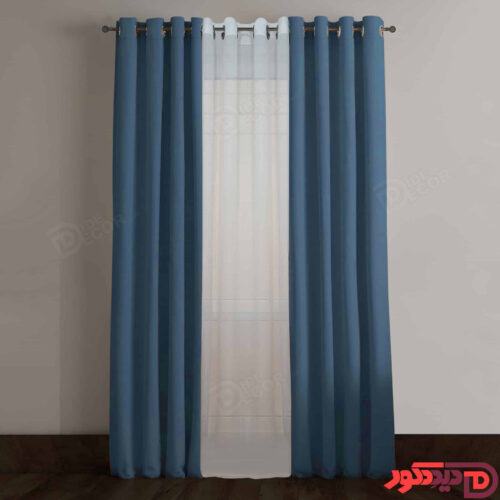 پرده پانچ کتان ترک آبی سربی کد 5044