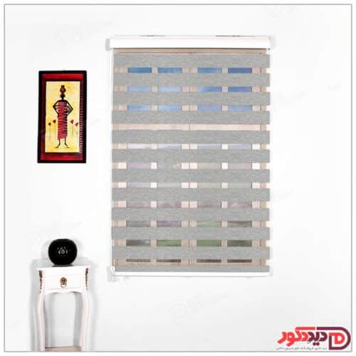 پرده زبرا طرح چوب بامبو ساده رنگ طوسی خاکستری به کد B-914-2