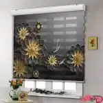 پرده زبرا گل نیلوفر آبی سه بعدی سیاه طلایی az-32