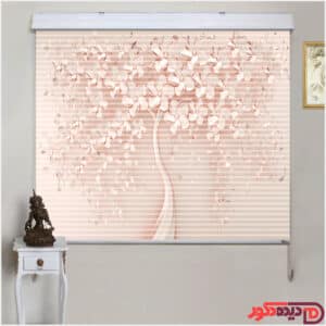پرده زبرا دومکانیزم شب و روز چاپی تصویری سه بعدی طرح درخت گل شکوفه گیلاس صورتی AZD-12