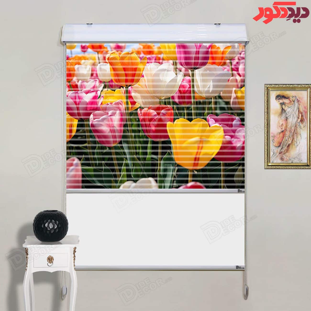 پرده زبرا دومکانیزم گل لاله سه بعدی کد AZD-14
