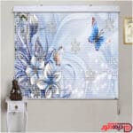 پرده زبرا تصویری چاپی گل و پروانه آبی کد 3DP-107