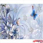 تصویر گل و پروانه آبی کد 3DP-107-3