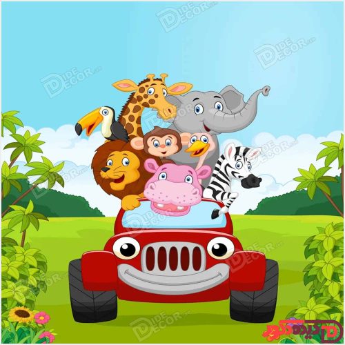 عکس کارتون ماشین حیوانات کد KZD-011 نقاشی کارتون ماشین حیوانات کد KZD-011