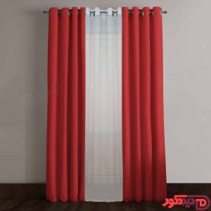 پرده پانچ رنگ قرمز پارچه کتان ترک کد 266764