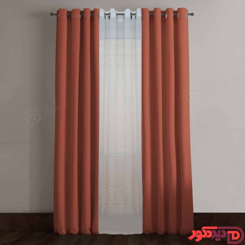 پرده پانچ رنگ آجری پررنگ پارچه کتان ترک کد 66144 پرده پانچ رنگ آجری پررنگ پارچه کتان ترک کد 66144