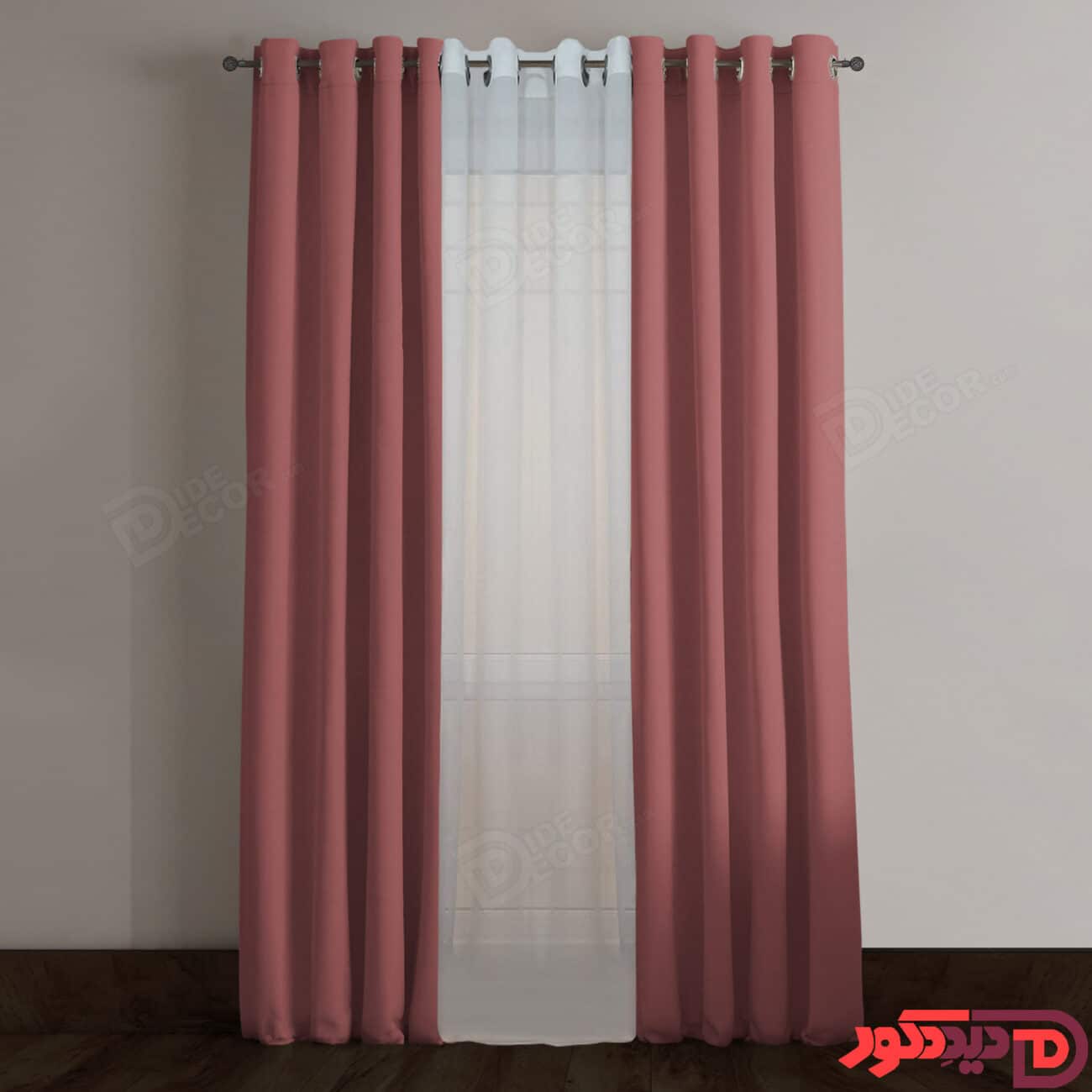 پرده پانچ کتان رنگ عنابی کد 266762