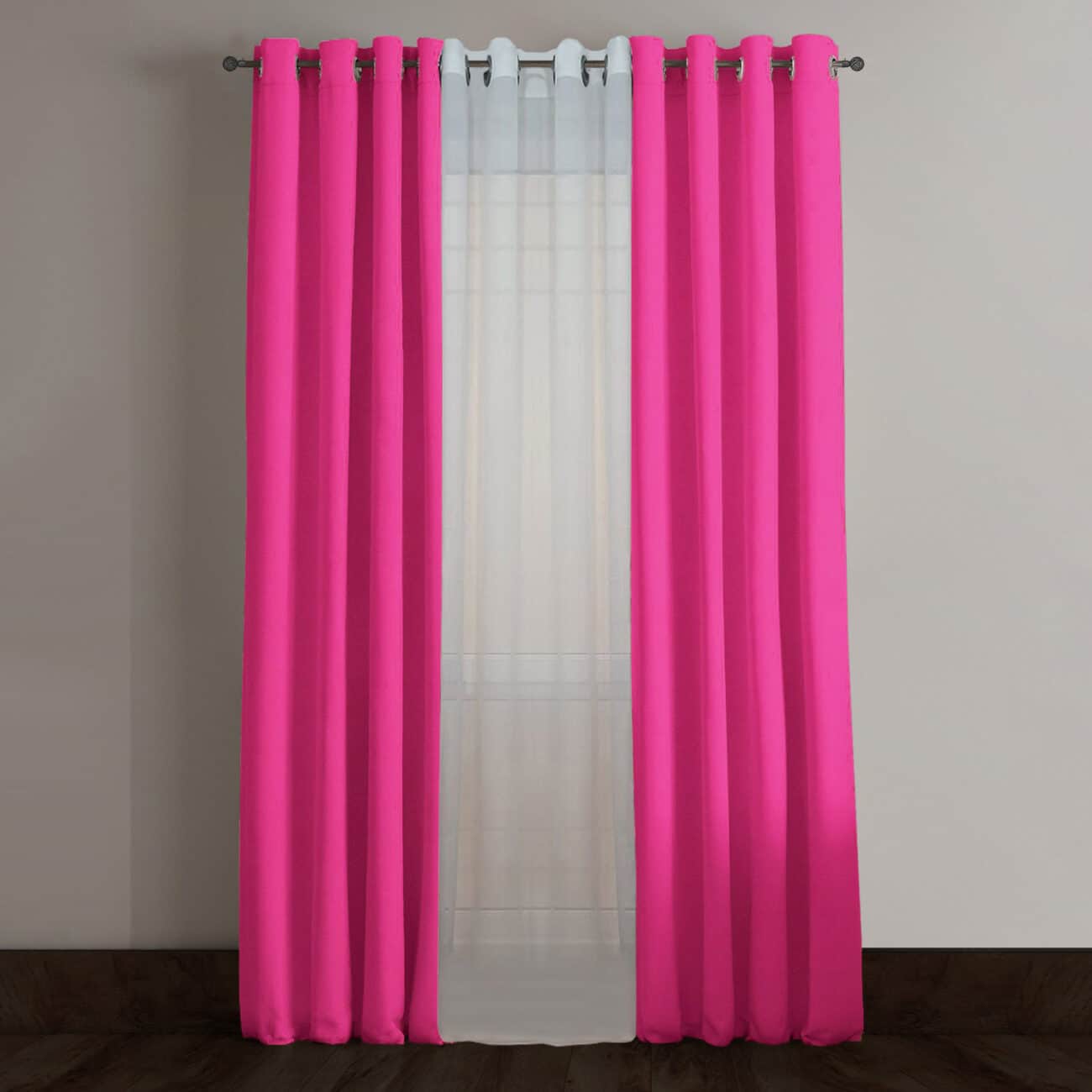 پرده پانچ کتان ترک صورتی پررنگ کد MD109