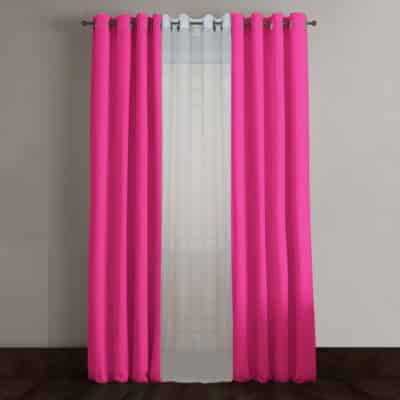 پرده پانچ کتان ترک صورتی پررنگ کد MD109