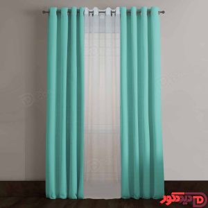 پرده پانچ کتان ترک رنگ سبز فیروزه ای کد 264197