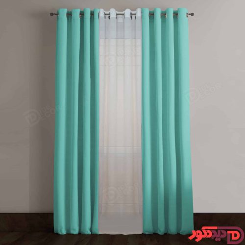پرده پانچ کتان ترک رنگ سبز فیروزه ای کد 264197