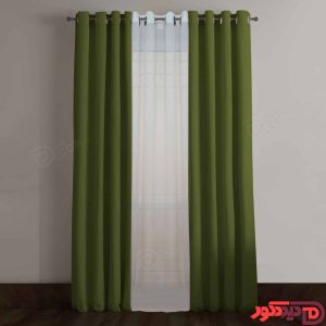 پرده پانچ کتان ترک سبز ارتشی کد 263213