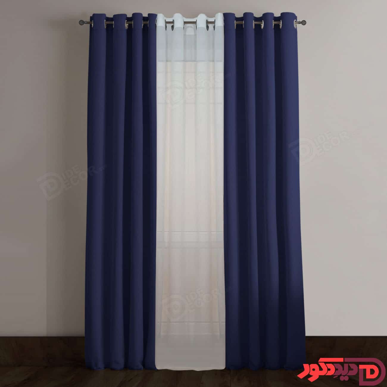 پرده پانچ کتان ترک ابی نفتی تیره کد 264201