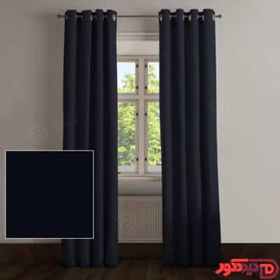 پرده پانچ کتان ترک سرمه ای پررنگ کد 64089