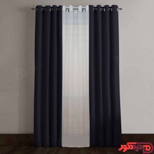 پرده پانچ کتان ترک سرمهای تیره کد 64089