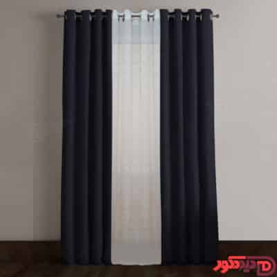 پرده پانچ کتان ترک سرمهای تیره کد 64089