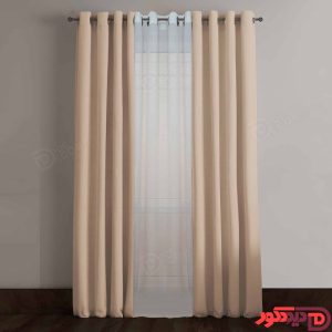 پرده پانچ هازان کتان رنگ کرم کد 3206