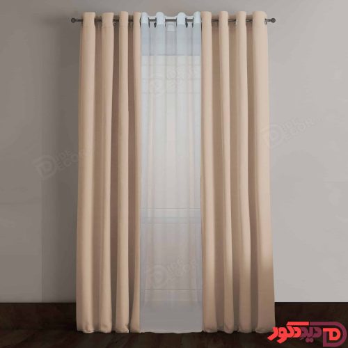 پرده پانچ هازان کتان رنگ کرم کد 3206