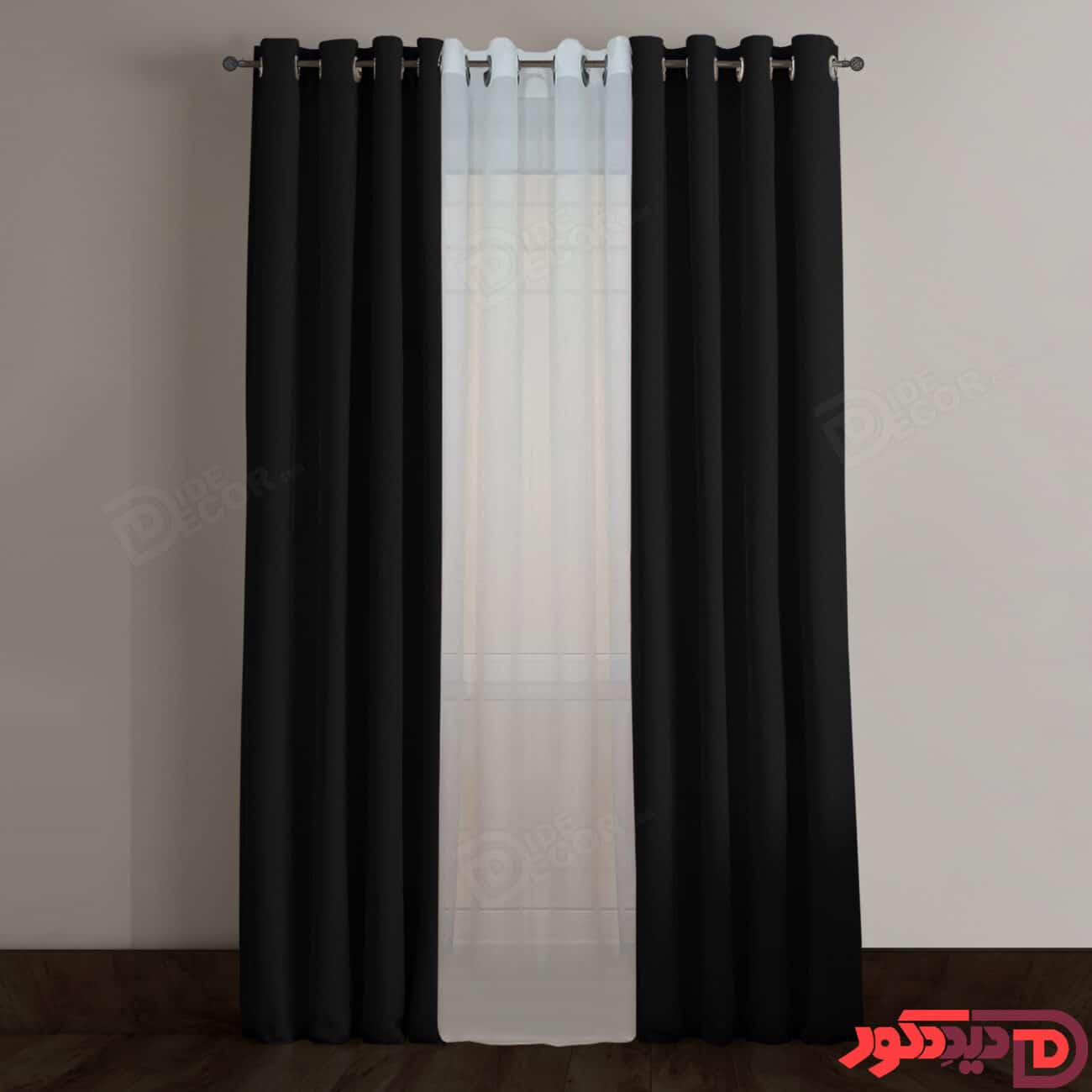 پرده پانچ کتان ترک سیاه مشکی کد 267276