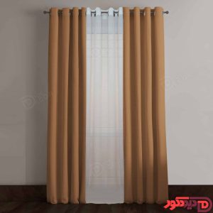 پرده پانچ کتان رنگ قهوهای روشن کد 65058
