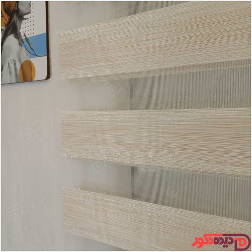 پرده زبرا کرم با لمه پهن کد B-2014-04