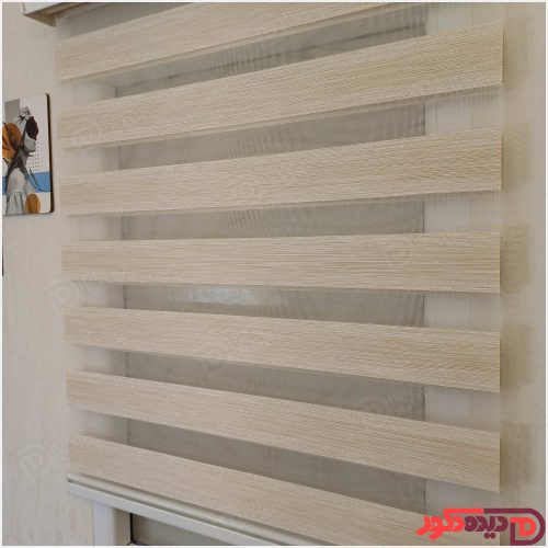 پرده زبرا کرم با لمه پهن کد B-2014-04