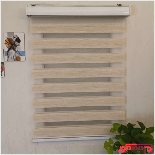 پرده زبرا کرم با لمه پهن کد B-2014-04