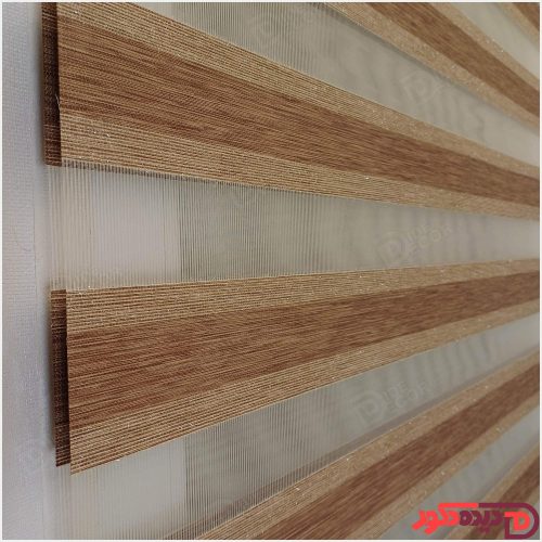 پرده زبرا قهوه ای روشن با لمه پهن کد B-2014-05