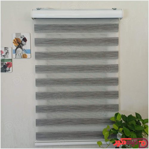 پرده زبرا ساده طوسی تیره لمه نقره ای کد B-2025-03