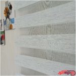 پرده زبرا ساده طوسی سفید لمه نقره ای کد B-2026-03