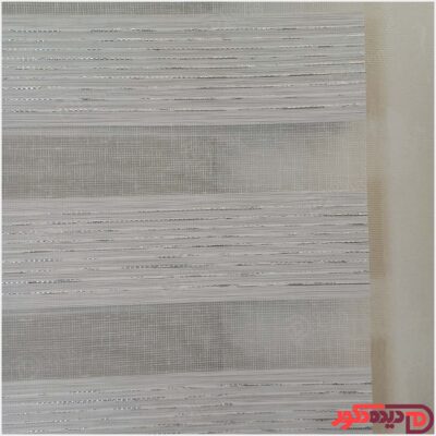 پرده زبرا ساده طوسی سفید لمه نقره ای کد B-2026-03