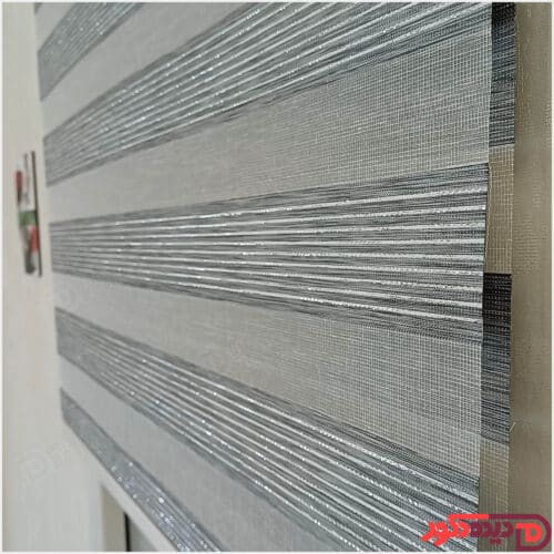 پرده زبرا ساده طوسی لمه نقره ای کد B-2026-04
