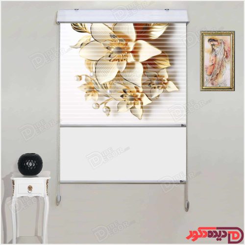 پرده زبرا دومکانیزم گل طلایی سه بعدی AZD-08
