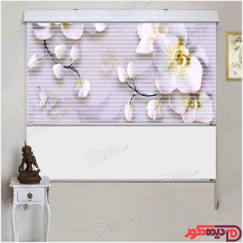 پرده زبرا دومکانیزم گل ارکیده سه بعدی بنفش و پروانه AZD-22