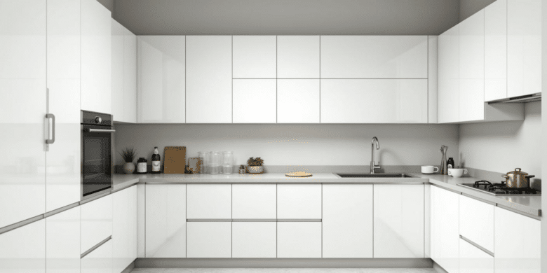 آشپزخانه مدرن مینیمالیستی با رنگهای خنثی، کابینتهای شیک