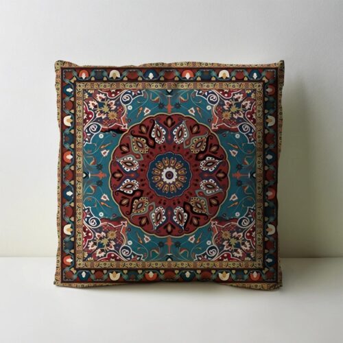 کوسن پارچه مخمل طرح فرش و سنتی کد CC-15