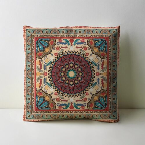 کوسن پارچه مخمل طرح فرش و سنتی کد CC-15