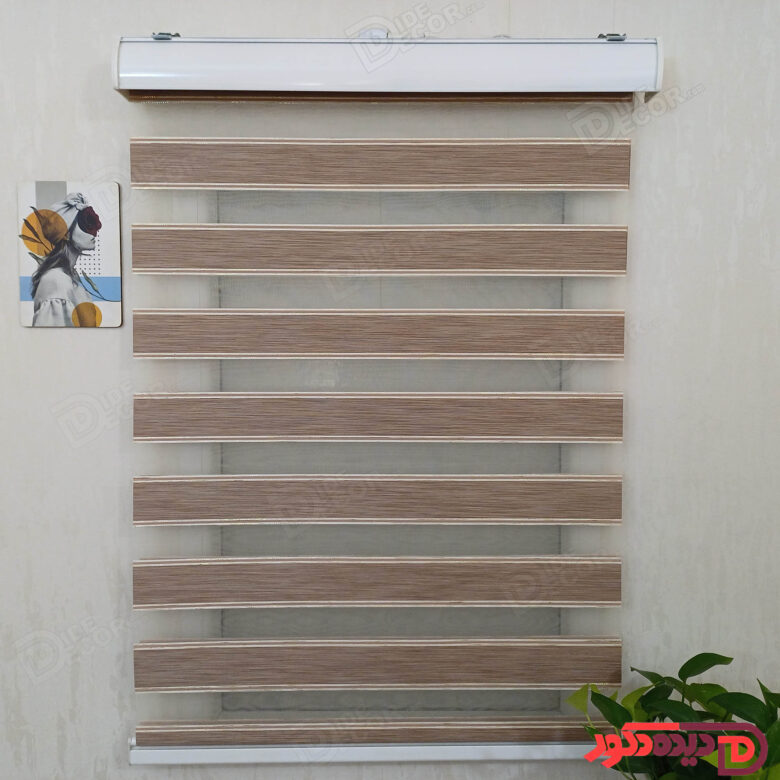 پرده زبرا ساده قهوه ای روشن B-2009-07