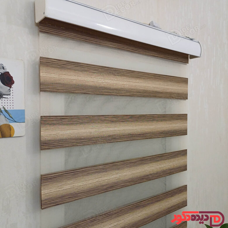 پرده زبرا کرم قهوه ای لمه طلایی کد B-2010-06