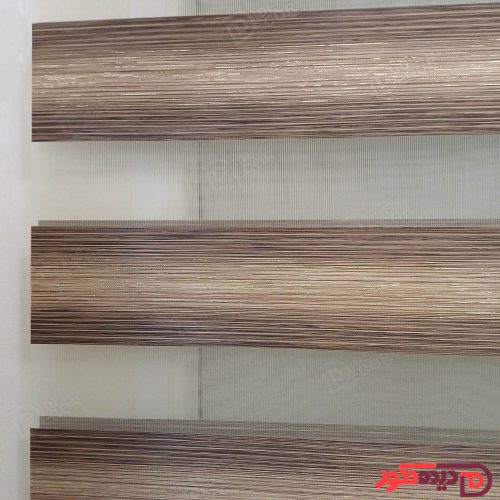 پرده زبرا قهوه ای دورنگ لمه طلایی کد B-2010-07