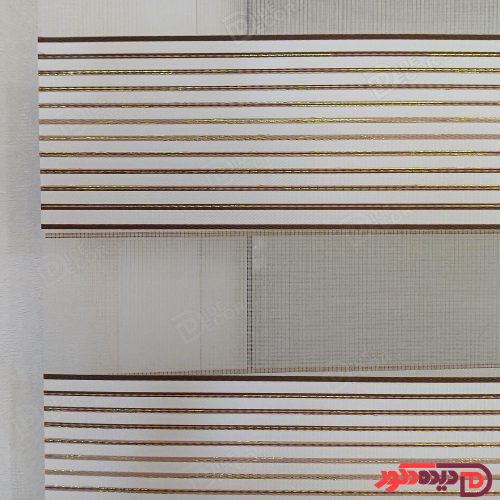 پرده زبرا سفید خط دار لمه طلائی کد B-2011-03